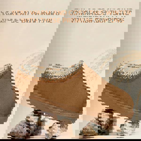 VIVA Kids Faux Fur-Lined Suede Slippers - Flexible Waterproof Rubber Soles