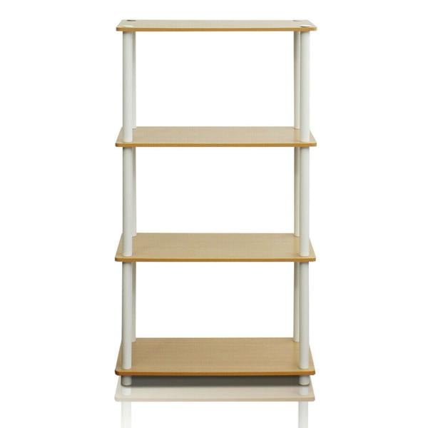 WALPLUS Turn-N-Tube 4-Tier Multipurpose Shelf Display Rack, Beech/White perfect for organized storage and display