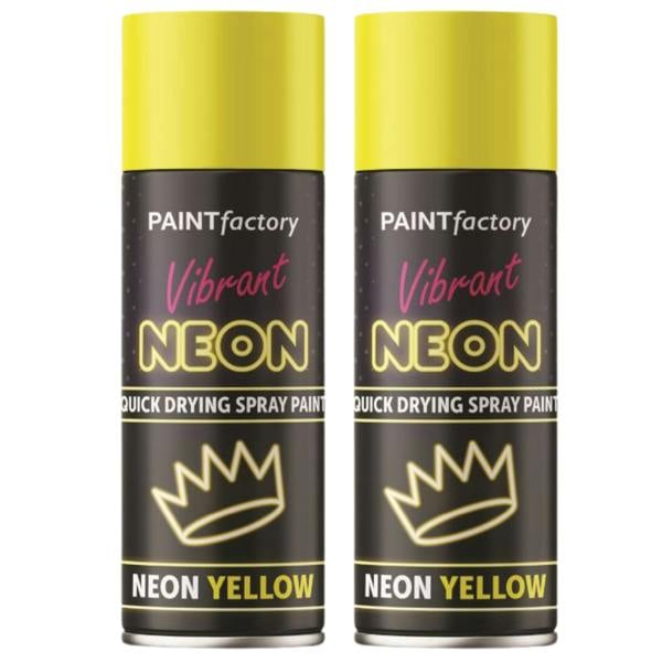 Paint Factory 2X  Fluorescent Neon Yellow Spray Paint 200ml
