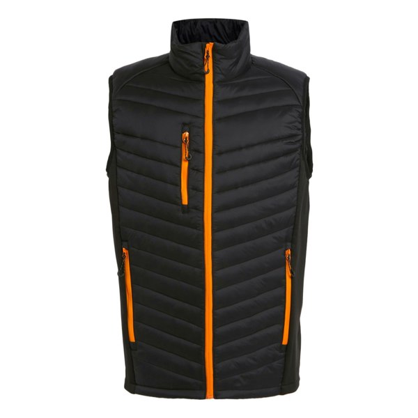 Regatta Mens Navigate Quilted Hybrid Gilet - Black/Orange Pop