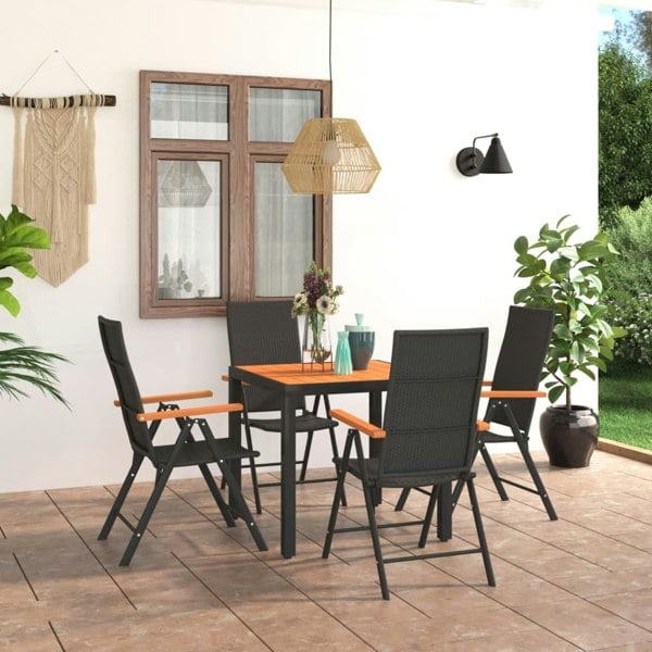 Berkfield 5 Piece Garden Dining Set Black and Brown