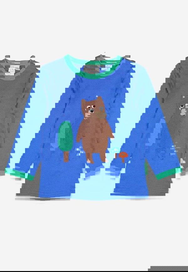 Organic Brown Bear Applique Long - Sleeved T-Shirt - Toby Tiger