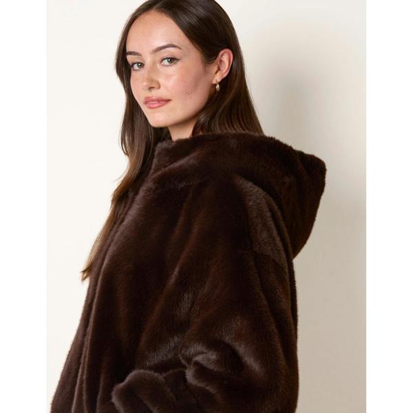 Blue Vanilla Hooded Faux Fur Coat
