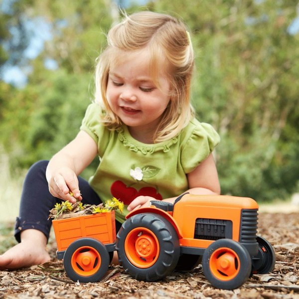 Green Toys Orange Toy Tractor - Made From 100% Recycled Plastic