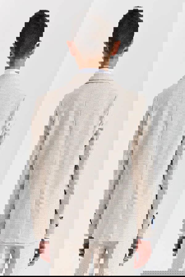 Paul Andrew Regent - Boys Cream 3 Piece Prince Of Wales Checked Suit