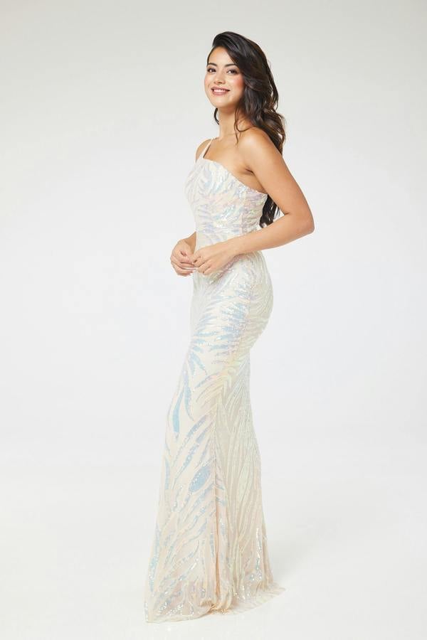LuvForever Zaria - Apricot Sequin Maxi Dress