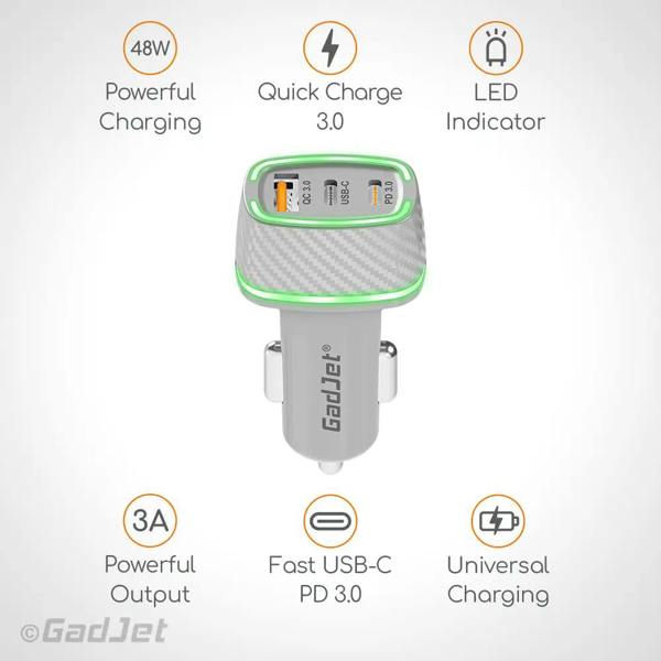 GadJet Rapid 3-Port Car Charger