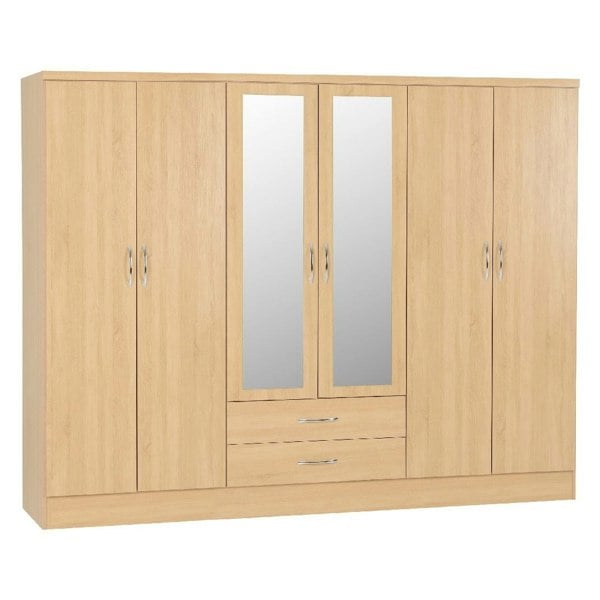 Seconique Nevada 6 Door 2 Drawer Mirrored Wardrobe