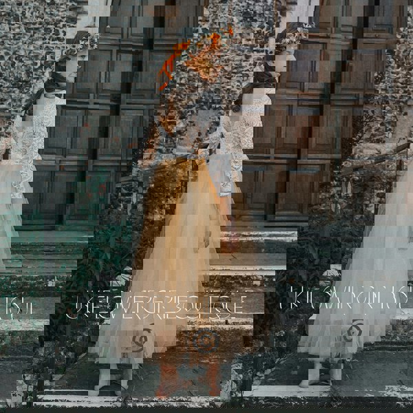 Girl at church steps