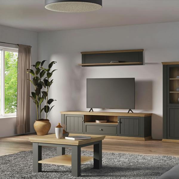 Furniture To Go Pontypool Wall Shelf in Grey and Mauvella Oak