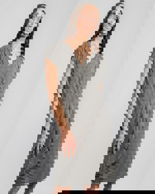 Great Plains So Peachy V Neck Drape Womens Dress