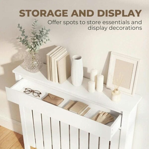 Bobobiy 93 x 88.5cm Rustic-Look Radiator Cover - White