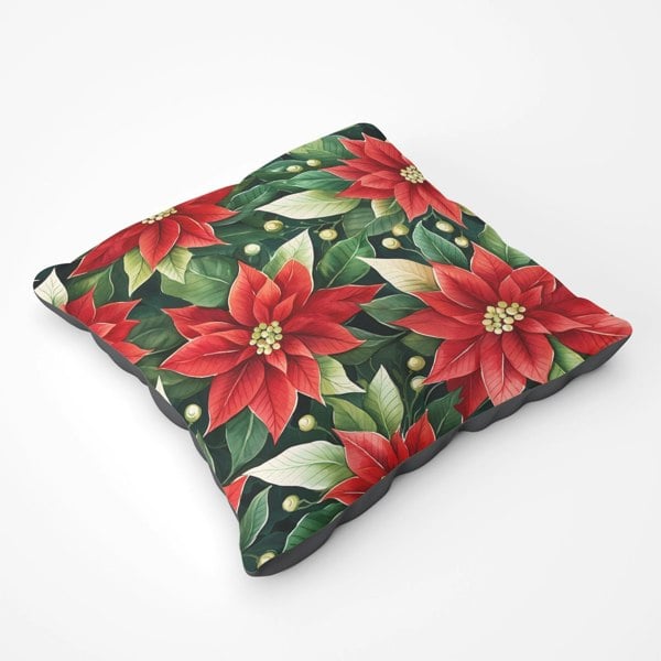 Warren Reed Poinsetta Watercolour Floor Cushion