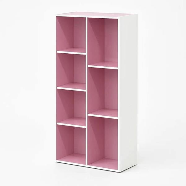 WALPLUS Reed 7-Cube Reversible Open Shelf, White/Pink | Premium Home Interior Decoration