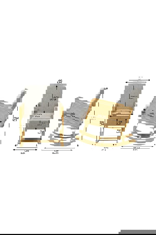 Living and Home Grey Linen Wooden Rocking Chair