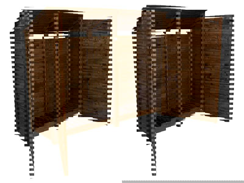 Arbor Garden Solutions Wooden Log Store (Roof Sloping Back) with Doors W-227cm, H-126cm or 180cm, D-88cm - Brown Finish