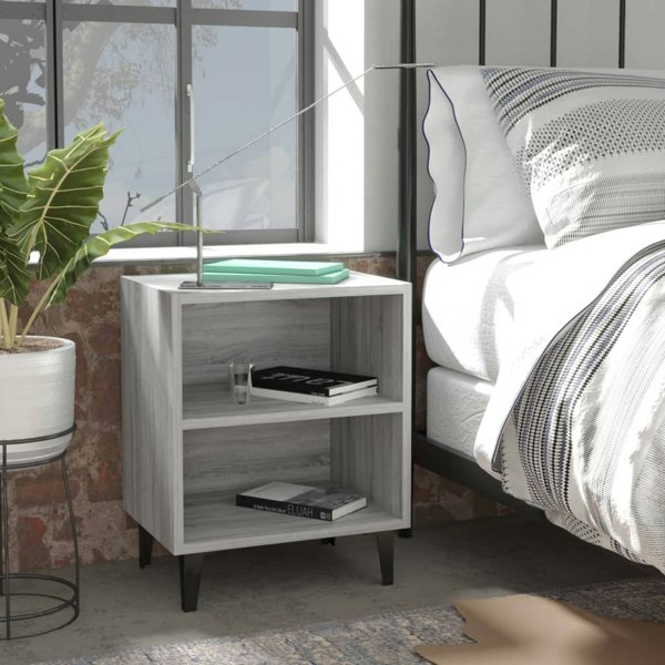 Berkfield Bed Cabinet with Metal Legs Grey Sonoma 40x30x50 cm