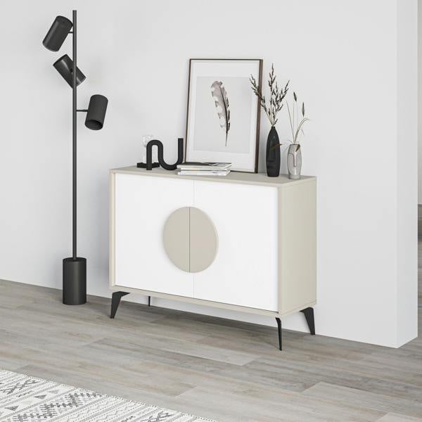 Decortie Gora Sideboard Modern Storage Cabinet with 2 Pull-open Doors Metal Legs 110cm Width