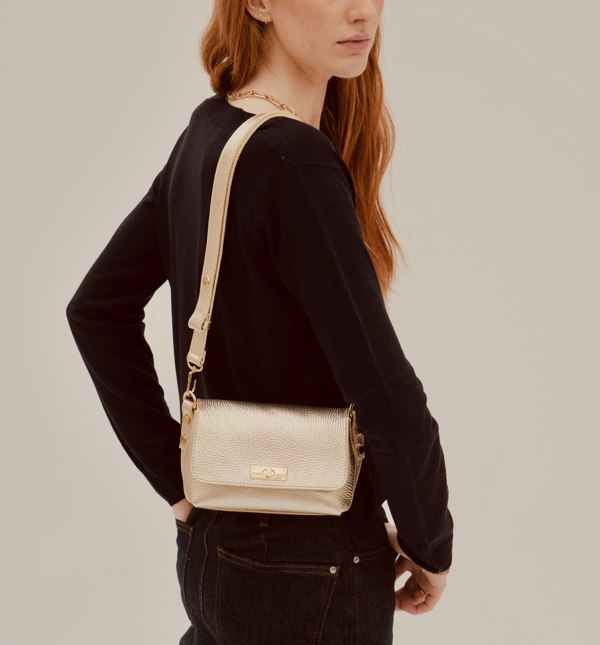 Apatchy London The Maisie Gold Leather Bag