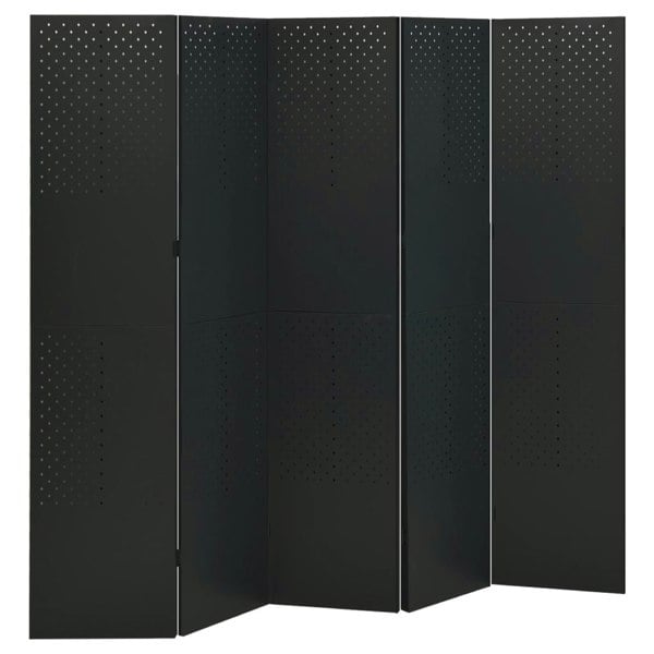 Berkfield 5-Panel Room Divider Black 200x180 cm Steel