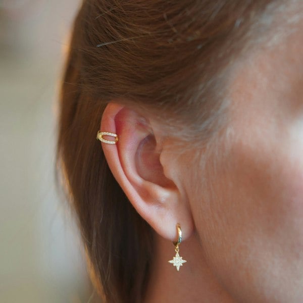 Gold Trip Bohemian Star Huggie Earrings