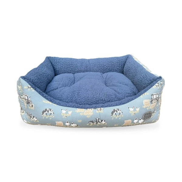 Snug and Cosy Pets Farmyard Blue Rectangle Bed