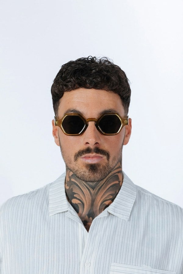 SVNX Round Hexagon Sunglasses in Sage Green