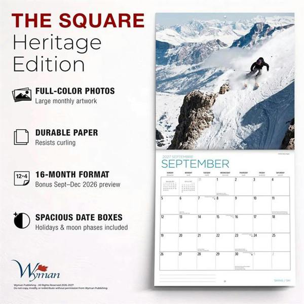 Skiing Calendar 2027, Wall Calendars, Month To View, Sports, Gift