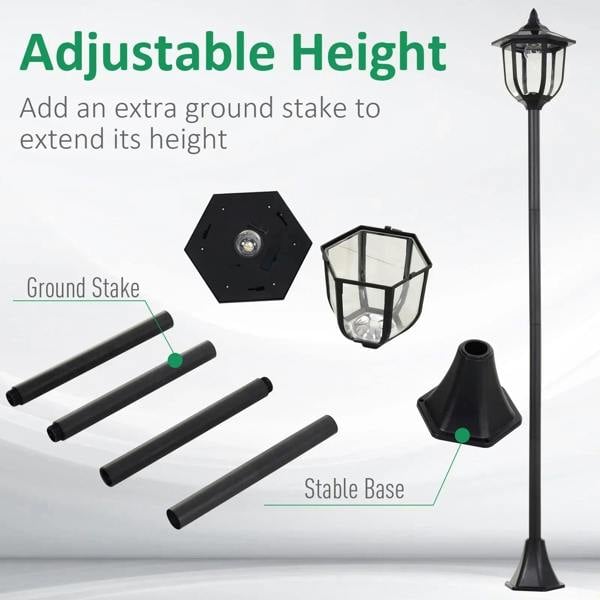 Black solar post lamp with included ground stake and stable base pieces