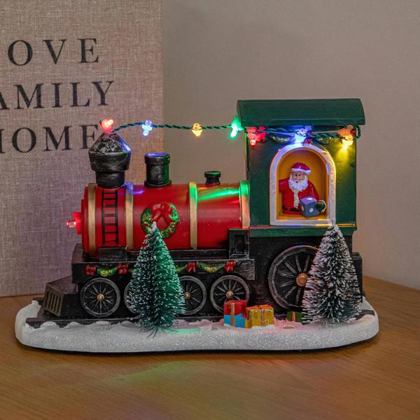Samuel Alexander 22cm Light Up Christmas Train with Santa with 8 Multi-Coloured LEDs