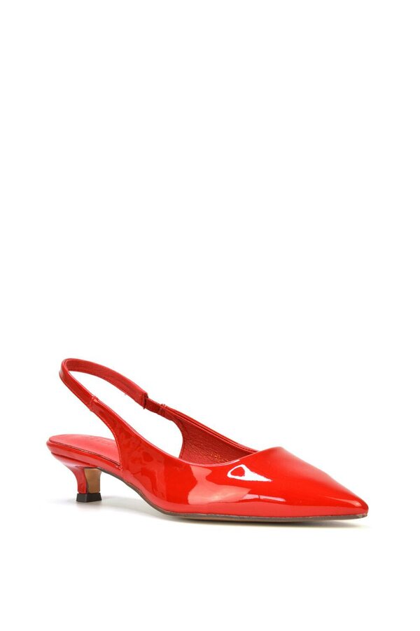 XY LONDON Pointed Toe Low Kitten Heel Slingback Pumps