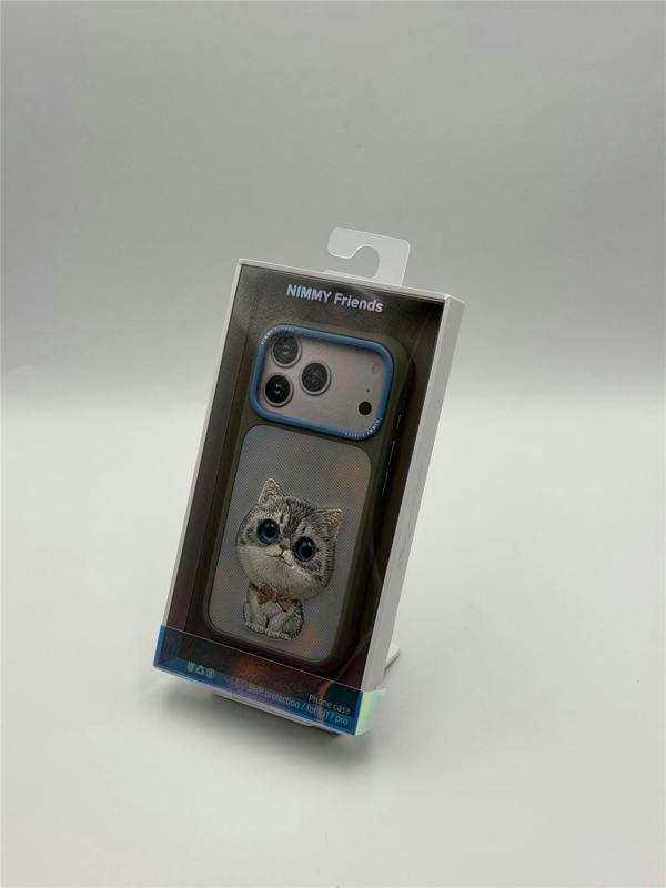 Nimmy Friends Nimmy Big Eye Cute Pet Silver Shaded Cat Case with MagSafe for iPhone Pro 6.3" Grey Blue - N-XDY-IP17-PRO-023