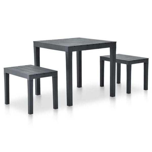 Berkfield Garden Table with 2 Benches Plastic Anthracite