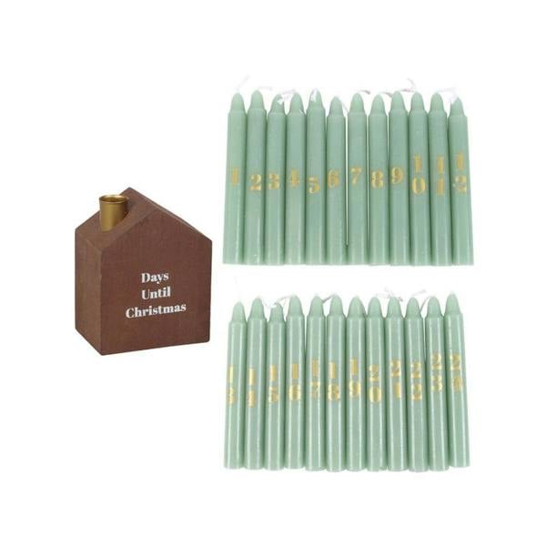 Garden Greatness Set Of 24 Mini Advent Candles With Holder