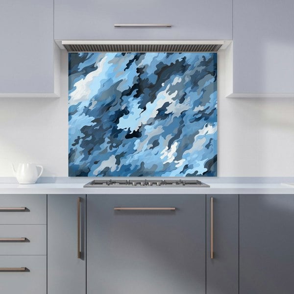 Warren Reed - Designer Blue And Grey Canvas Brushstrokes Kitchen Splashback