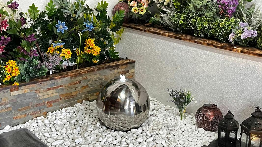 Tranquillity Water Features 20cm Stainless Steel Sphere Modern Metal Water Feature