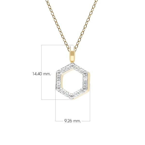 Geometric Hex Diamond Pendant Necklace in 9ct Yellow Gold Dimensions 