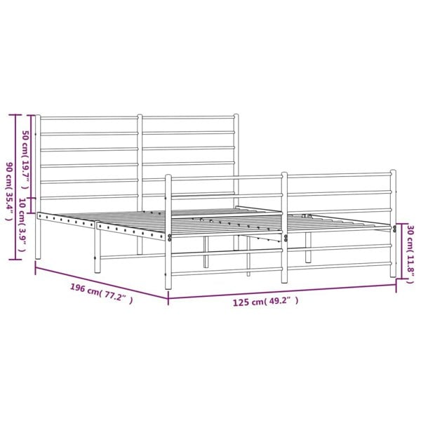 Berkfield Metal Bed Frame with Headboard and Footboard Black 120x190 cm 4FT Small Double