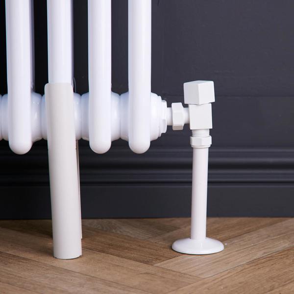 Flode Angled Square Manual Radiator Valve Pack | 15mm x 1/2″ | Matt White