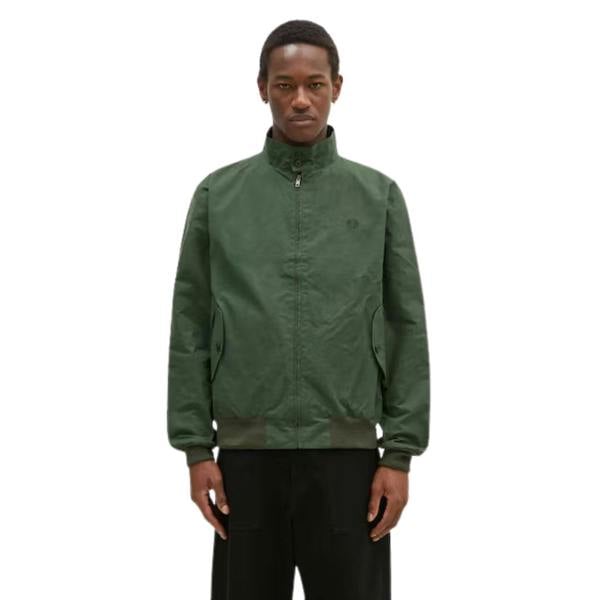 Fred Perry Made In England Waxed Night Green Harrington Jacket XS
