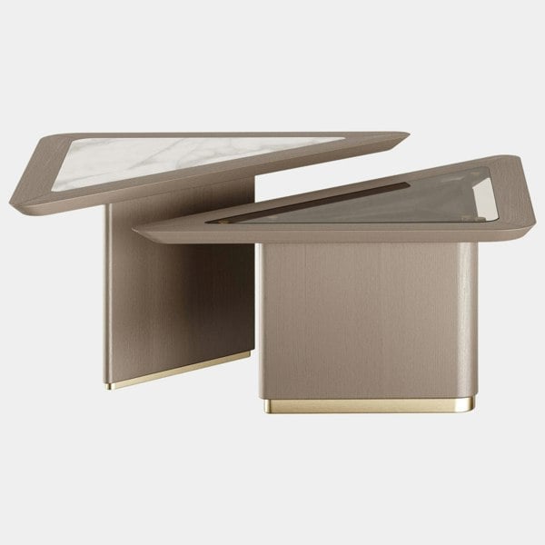 The Private Label Stern Centre Table with Carrara Mable & Smoked Glass Top