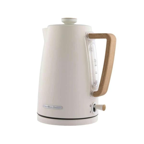 Hamilton Beach Scandi 1.7L Kettle - Matte Cream with Wood Effect