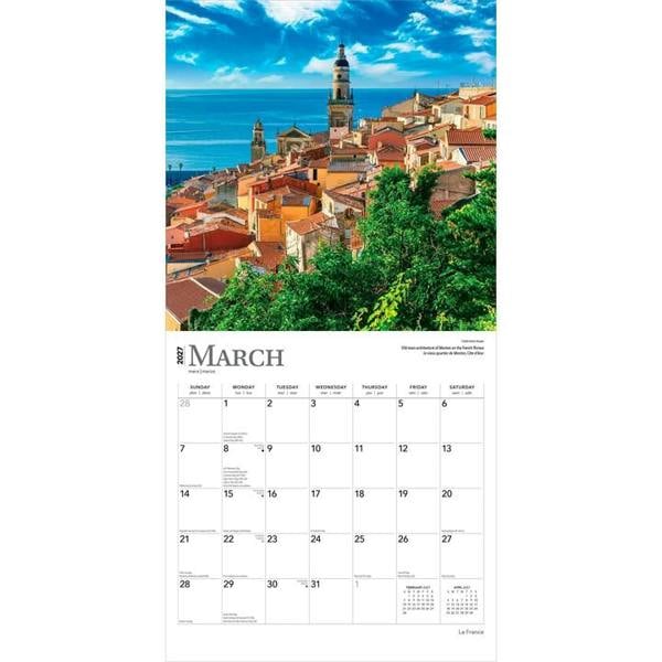 France Calendar 2027, Wall Calendars, Month To View, Travel, Gift