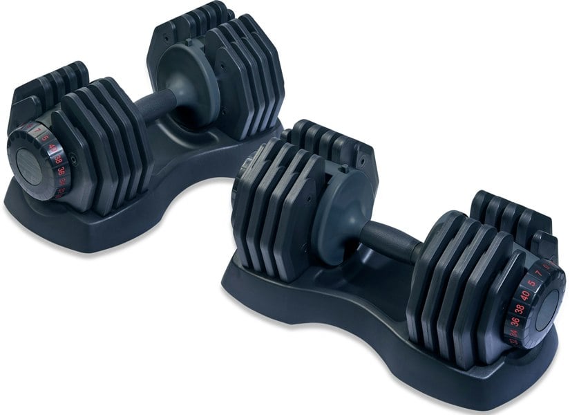 Strongology Home Fitness Adjustable Smart Dumbbell Pair from 5kg to 40kg Training Weights in Black
