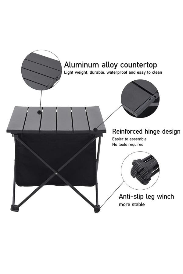 Living and Home 68cm W x 45cm D x 40cm H Foldable Camping Barbecue Aluminum Alloy Table with Storage Basket