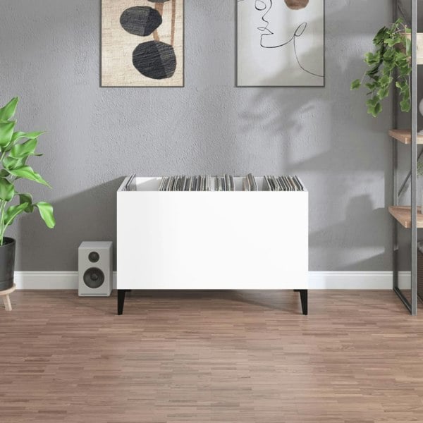 Berkfield Record Cabinet High Gloss White 74.5x38x48 cm Engineered Wood