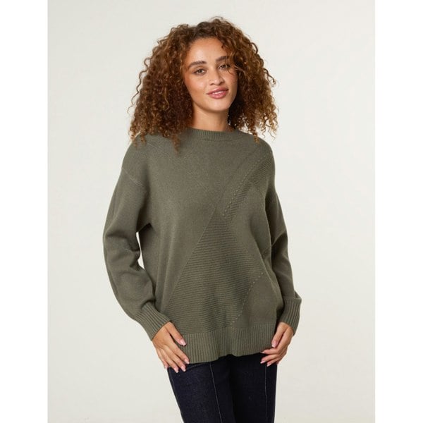 Blue Vanilla Argyle Stitch Detail Jumper