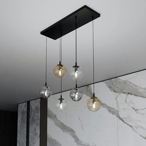 Emibig COSMO Pendant lamp  6 x E14 Black with Transparent, Graphite and Amber Shade