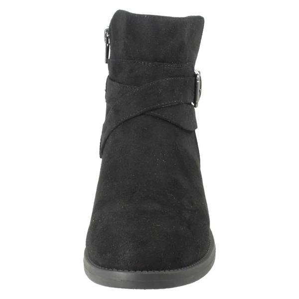 Spot On Ladies Spot On Wide Fit Microfibre Zip Ankle Boots F51255