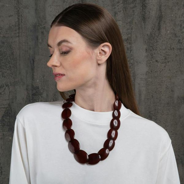 Long Brown Chunky Statement Necklace for Women - namana.london